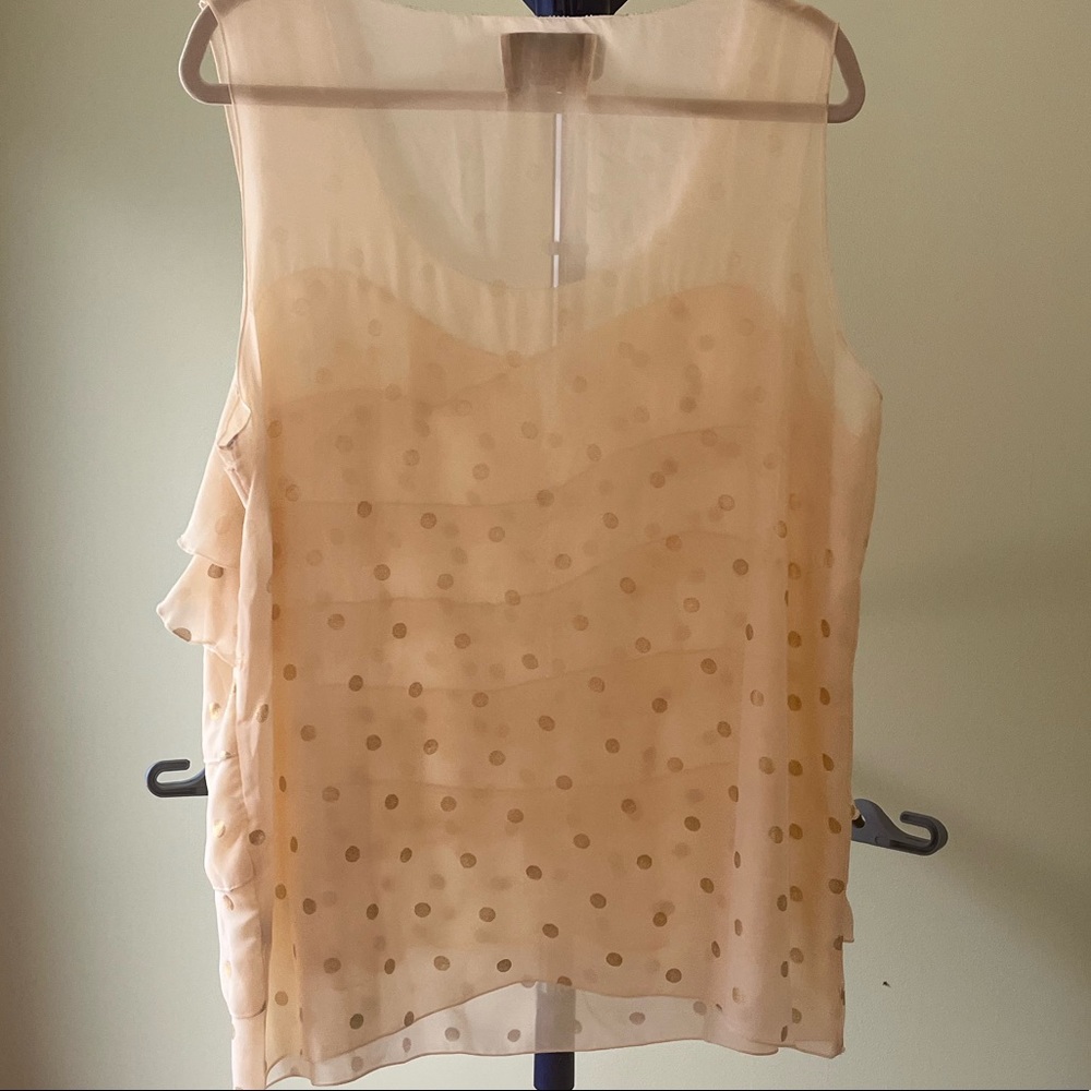 Gold Polka Dot Ruffled Sleeveless Top - Picture 2 of 4